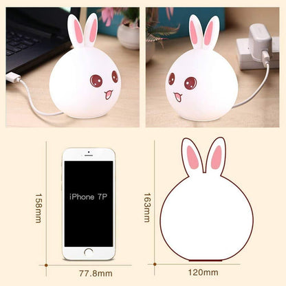 Children Night Lamp - Rabbit Design, Touch Sensor LED, Safe Silicone Material