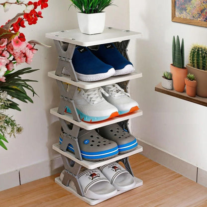 Corner Smart Foldable Shoes Shelf - 5 Tier Shoe Rack