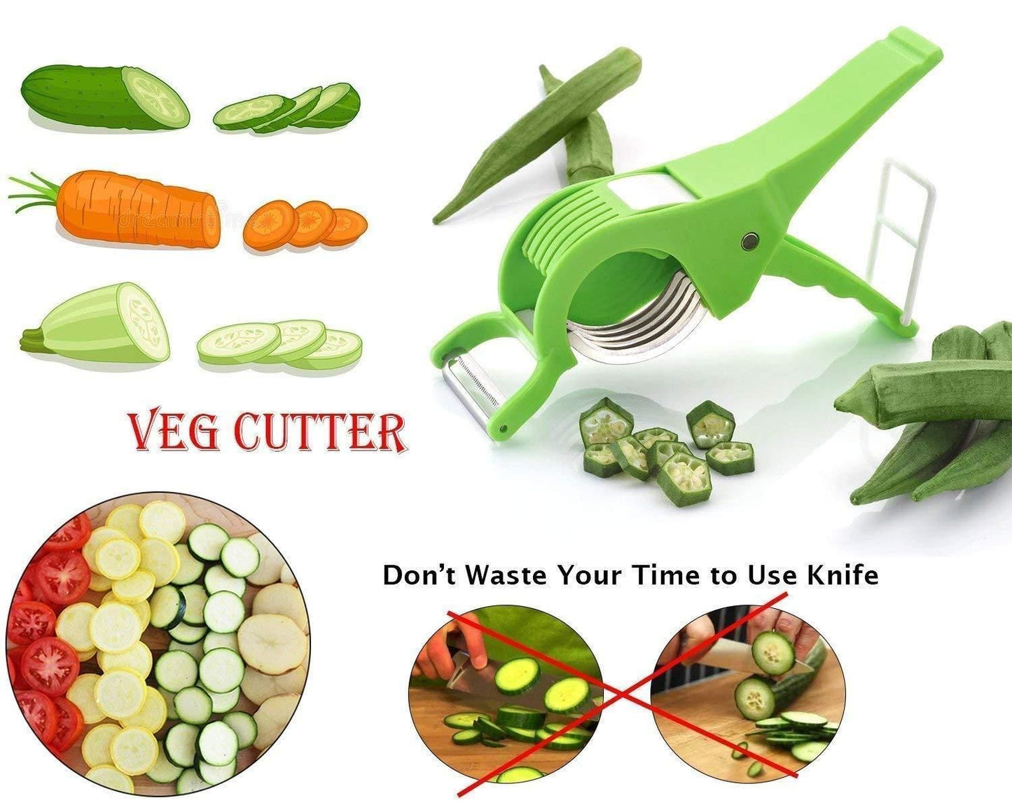 Transform Your Kitchen with our Vegetable Cutter 5 Sharp Blade with Peeler 2 in 1 – A Splash of Colorful Culinary Magic!