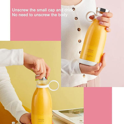 Wireless Portable Mini Juicer Bottle - 4-Blade Blender for Smoothies and Shakes