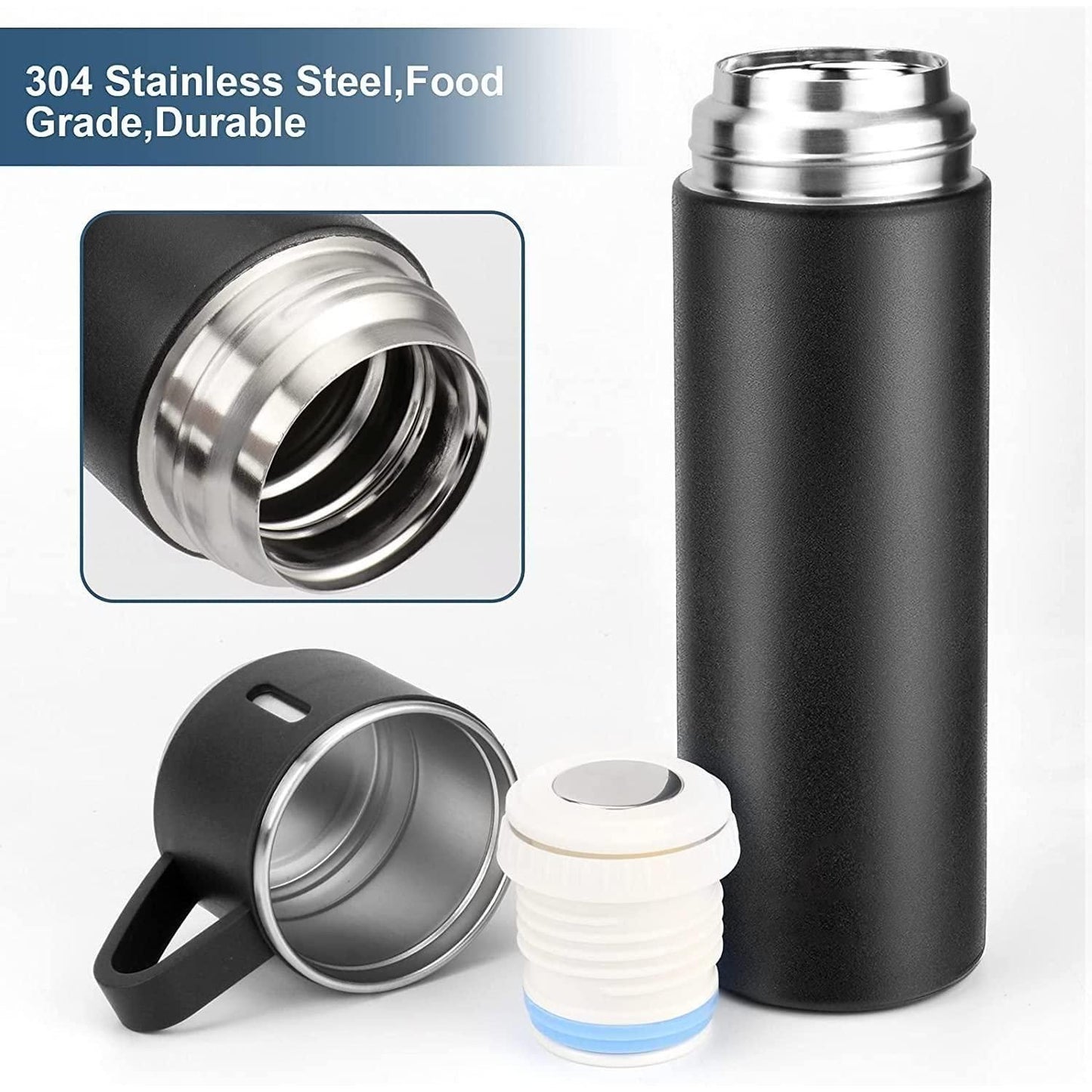 Stay Refreshed On-the-Go with our Double Wall Stainless Steel Vacuum Flask Set - Hot or Cold, Anytime, Anywhere